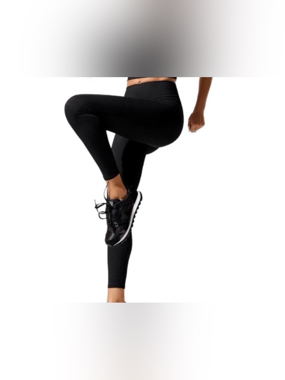 Carbon 38 Full Ribbed Leggings in Black Size small